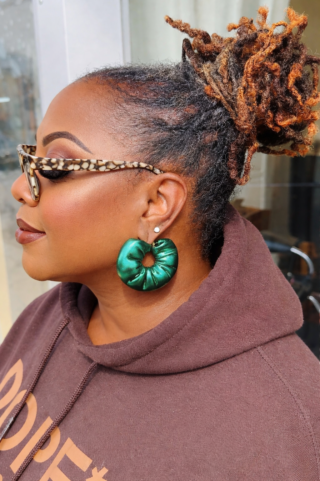 Green Metallic Marshmallow Earrings (med)