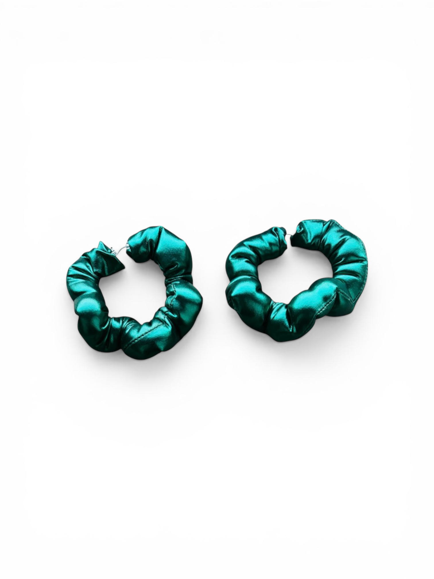 Green Metallic Marshmallow Earrings (large)