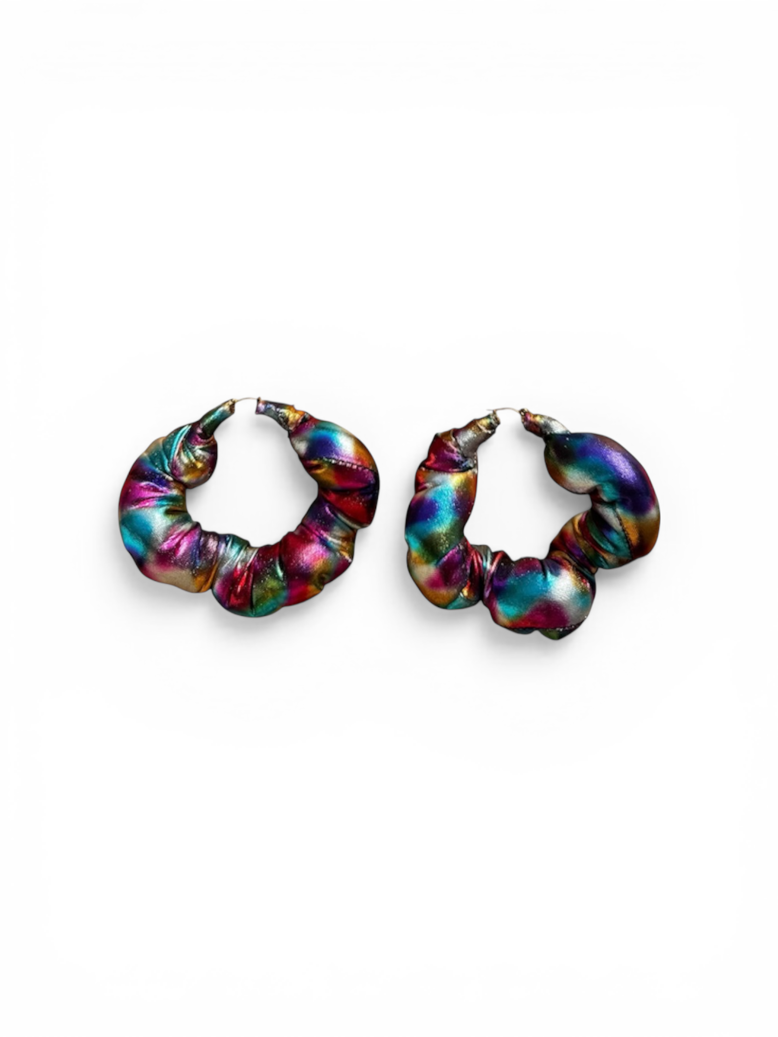 Rainbow Metallic Marshmallow Earrings (large)